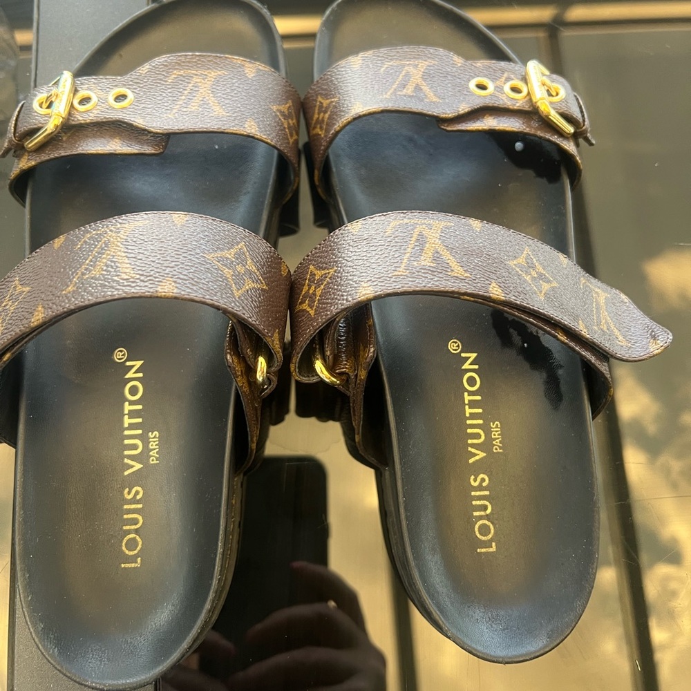 Louis Vuitton Monogram Brown and Black Sandals